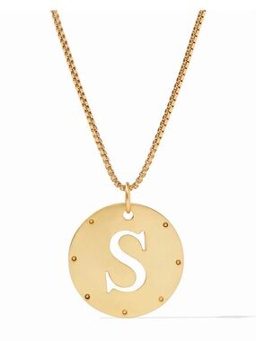 NEW - Julie Vos Monogram Gold Pendant Necklace - Initial S